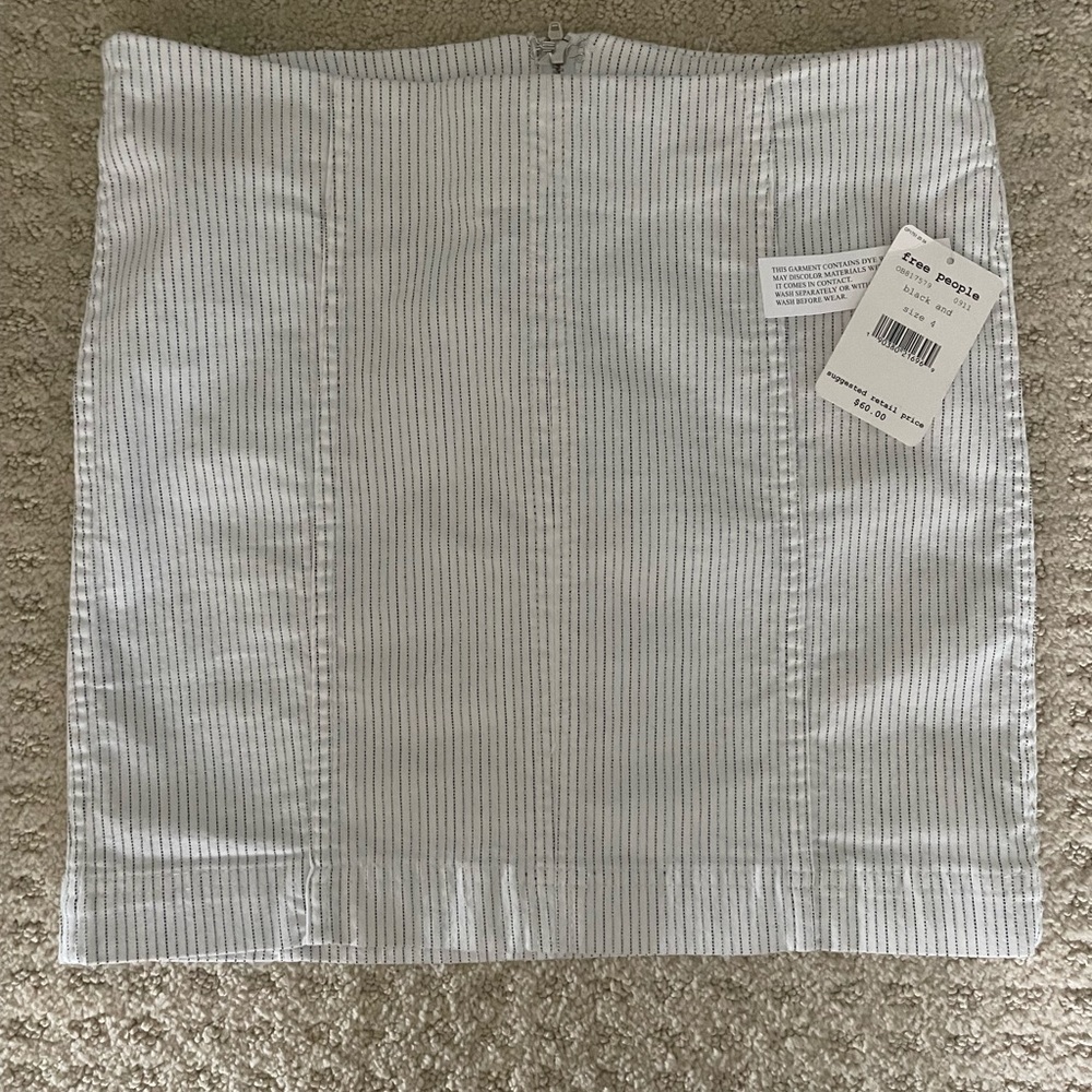 Free People white/black striped fitted skirt
